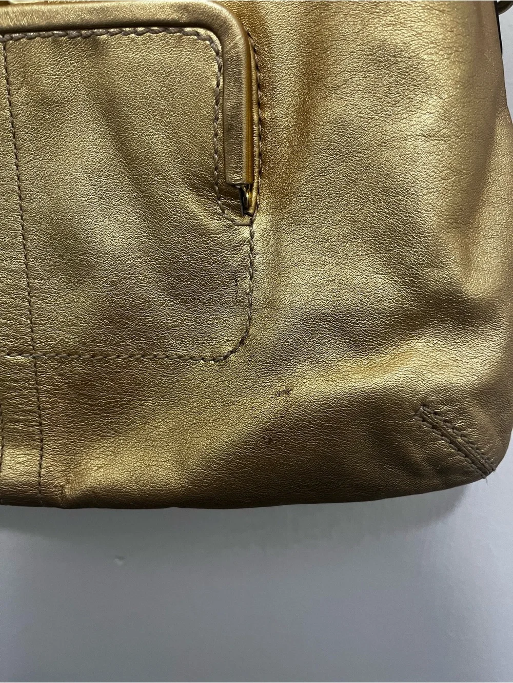 Coach Metallic Gold Leather Hobo with Circular Handle